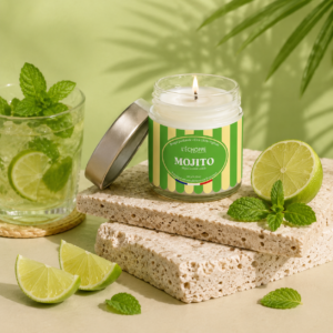 Kvapni sojų vaško žvakė Mojito 180 g
